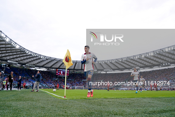 Matias Soule' of AS Roma looks on during the Serie A Enilive match between AS Roma and Udinese Calcio at Stadio Olimpico on September 22, 20...