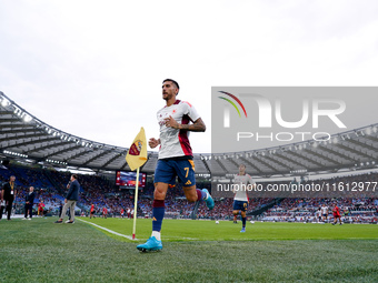 Lorenzo Pellegrini of AS Roma looks on during the Serie A Enilive match between AS Roma and Udinese Calcio at Stadio Olimpico on September 2...