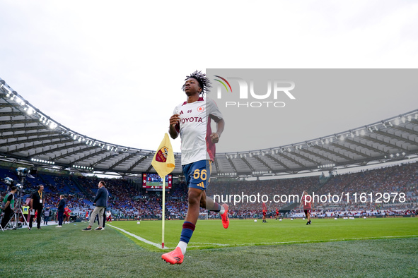 Buba Sangare of AS Roma looks on during the Serie A Enilive match between AS Roma and Udinese Calcio at Stadio Olimpico on September 22, 202...