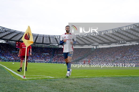 Mario Hermoso of AS Roma looks on during the Serie A Enilive match between AS Roma and Udinese Calcio at Stadio Olimpico on September 22, 20...