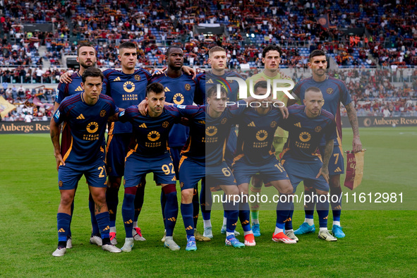 Line up of AS Roma during the Serie A Enilive match between AS Roma and Udinese Calcio at Stadio Olimpico on September 22, 2024 in Rome, Ita...