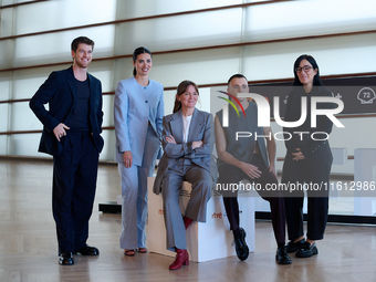 Alauda Ruiz, Loreto Mauleon, Ivan Pellicer, Miguel Bernard, and Nagore Aranburu attend the photocall for Querer during the 72nd San Sebastia...