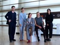 Alauda Ruiz, Loreto Mauleon, Ivan Pellicer, Miguel Bernard, and Nagore Aranburu attend the photocall for Querer during the 72nd San Sebastia...