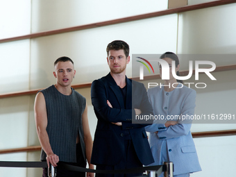 Loreto Mauleon, Ivan Pellicer, and Miguel Bernard attend the photocall for Querer during the 72nd San Sebastian International Film Festival...