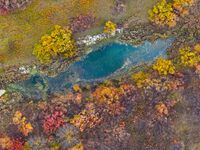 An aerial photo shows the scenery of Erguna wetland in Hulunbuir, China, on September 27, 2024. (