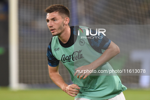 Billy Gilmour of SSC Napoli warms up before the Coppa Italia match between SSC Napoli and Palermo FC at Stadio Diego Armando Maradona Naples...