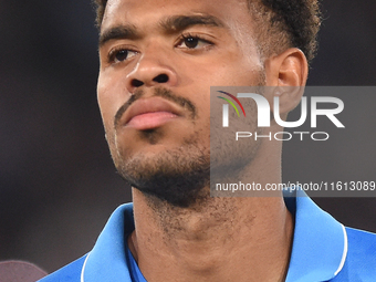 Cyril Ngonge of SSC Napoli during the Coppa Italia match between SSC Napoli and Palermo FC at Stadio Diego Armando Maradona Naples Italy on...