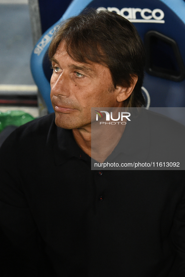 Antonio Conte Head Coach of SSC Napoli during the Coppa Italia match between SSC Napoli and Palermo FC at Stadio Diego Armando Maradona Napl...