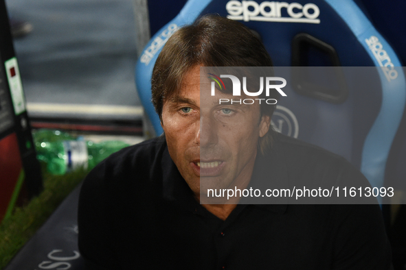 Antonio Conte Head Coach of SSC Napoli during the Coppa Italia match between SSC Napoli and Palermo FC at Stadio Diego Armando Maradona Napl...