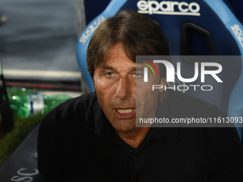 Antonio Conte Head Coach of SSC Napoli during the Coppa Italia match between SSC Napoli and Palermo FC at Stadio Diego Armando Maradona Napl...