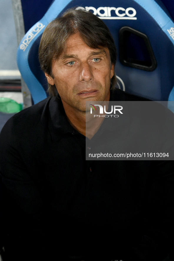 Antonio Conte Head Coach of SSC Napoli during the Coppa Italia match between SSC Napoli and Palermo FC at Stadio Diego Armando Maradona Napl...