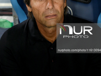 Antonio Conte Head Coach of SSC Napoli during the Coppa Italia match between SSC Napoli and Palermo FC at Stadio Diego Armando Maradona Napl...