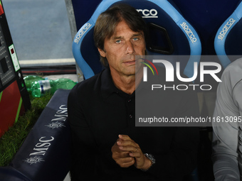 Antonio Conte Head Coach of SSC Napoli during the Coppa Italia match between SSC Napoli and Palermo FC at Stadio Diego Armando Maradona Napl...