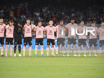 Players of Palermo FC during the Coppa Italia match between SSC Napoli and Palermo FC at Stadio Diego Armando Maradona Naples Italy on 26 Se...