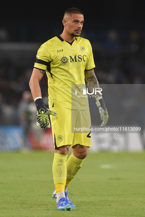 Elia Caprile of SSC Napoli during the Coppa Italia match between SSC Napoli and Palermo FC at Stadio Diego Armando Maradona Naples Italy on...