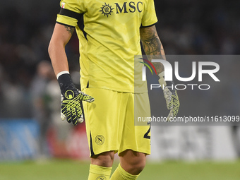 Elia Caprile of SSC Napoli during the Coppa Italia match between SSC Napoli and Palermo FC at Stadio Diego Armando Maradona Naples Italy on...