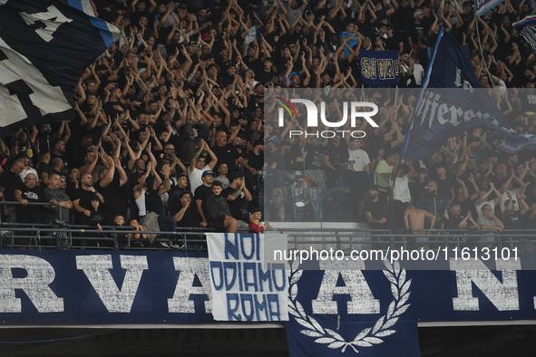 Supporters of SSC Napoli during the Coppa Italia match between SSC Napoli and Palermo FC at Stadio Diego Armando Maradona Naples Italy on 26...