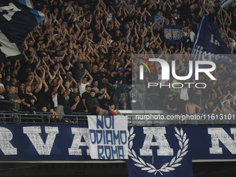 Supporters of SSC Napoli during the Coppa Italia match between SSC Napoli and Palermo FC at Stadio Diego Armando Maradona Naples Italy on 26...