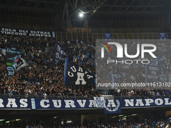 Supporters of SSC Napoli during the Coppa Italia match between SSC Napoli and Palermo FC at Stadio Diego Armando Maradona Naples Italy on 26...