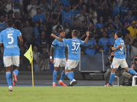 Cyril Ngonge of SSC Napoli celebrates after scoring during the Coppa Italia match between SSC Napoli and Palermo FC at Stadio Diego Armando...