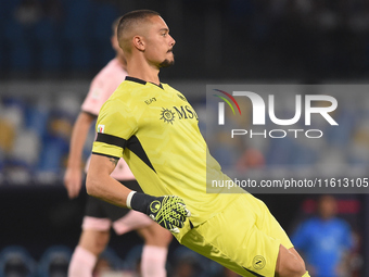 Elia Caprile of SSC Napoli during the Coppa Italia match between SSC Napoli and Palermo FC at Stadio Diego Armando Maradona Naples Italy on...