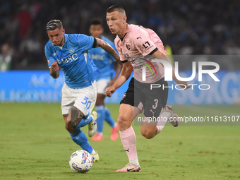 Kristoffer Lund of Palermo FC during the Coppa Italia match between SSC Napoli and Palermo FC at Stadio Diego Armando Maradona Naples Italy...