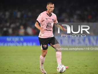 Kristoffer Lund of Palermo FC during the Coppa Italia match between SSC Napoli and Palermo FC at Stadio Diego Armando Maradona Naples Italy...