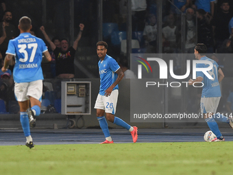 Cyril Ngonge of SSC Napoli celebrates after scoring during the Coppa Italia match between SSC Napoli and Palermo FC at Stadio Diego Armando...