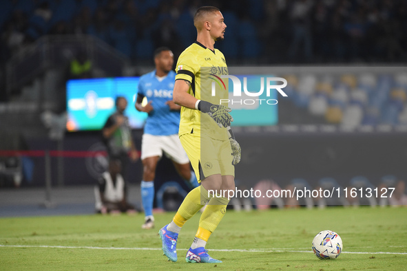 Elia Caprile of SSC Napoli during the Coppa Italia match between SSC Napoli and Palermo FC at Stadio Diego Armando Maradona Naples Italy on...