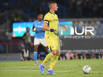 Elia Caprile of SSC Napoli during the Coppa Italia match between SSC Napoli and Palermo FC at Stadio Diego Armando Maradona Naples Italy on...