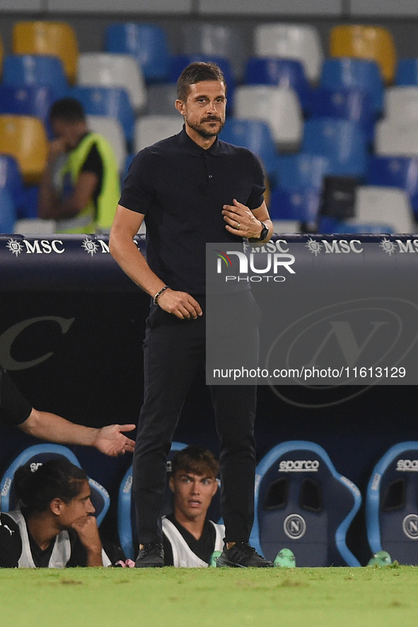 Alessio Dionisi Head Coach of Palermo FC during the Coppa Italia match between SSC Napoli and Palermo FC at Stadio Diego Armando Maradona Na...