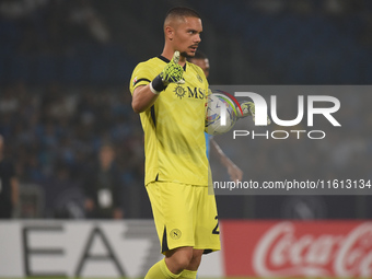 Elia Caprile of SSC Napoli during the Coppa Italia match between SSC Napoli and Palermo FC at Stadio Diego Armando Maradona Naples Italy on...