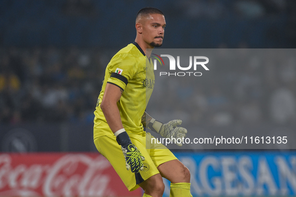 Elia Caprile of SSC Napoli during the Coppa Italia match between SSC Napoli and Palermo FC at Stadio Diego Armando Maradona Naples Italy on...