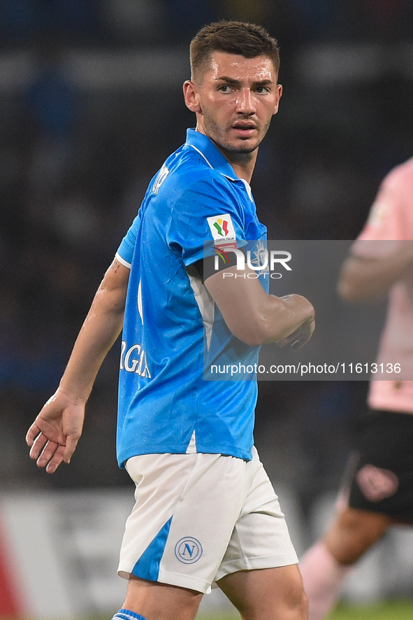 Billy Gilmour of SSC Napoli during the Coppa Italia match between SSC Napoli and Palermo FC at Stadio Diego Armando Maradona Naples Italy on...