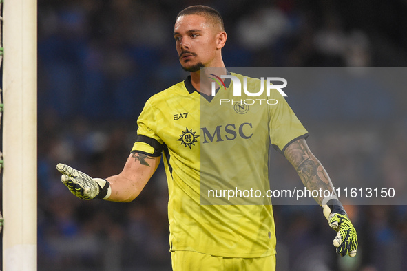 Elia Caprile of SSC Napoli during the Coppa Italia match between SSC Napoli and Palermo FC at Stadio Diego Armando Maradona Naples Italy on...