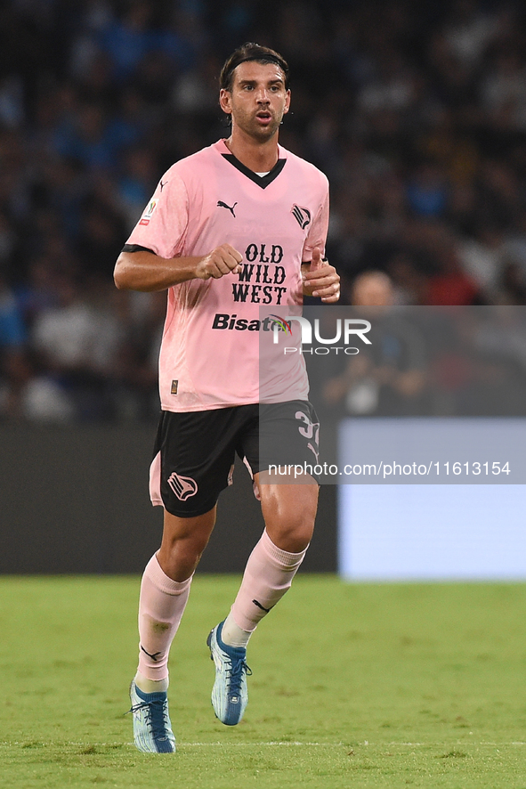 Pietro Ceccaroni of Palermo FC during the Coppa Italia match between SSC Napoli and Palermo FC at Stadio Diego Armando Maradona Naples Italy...