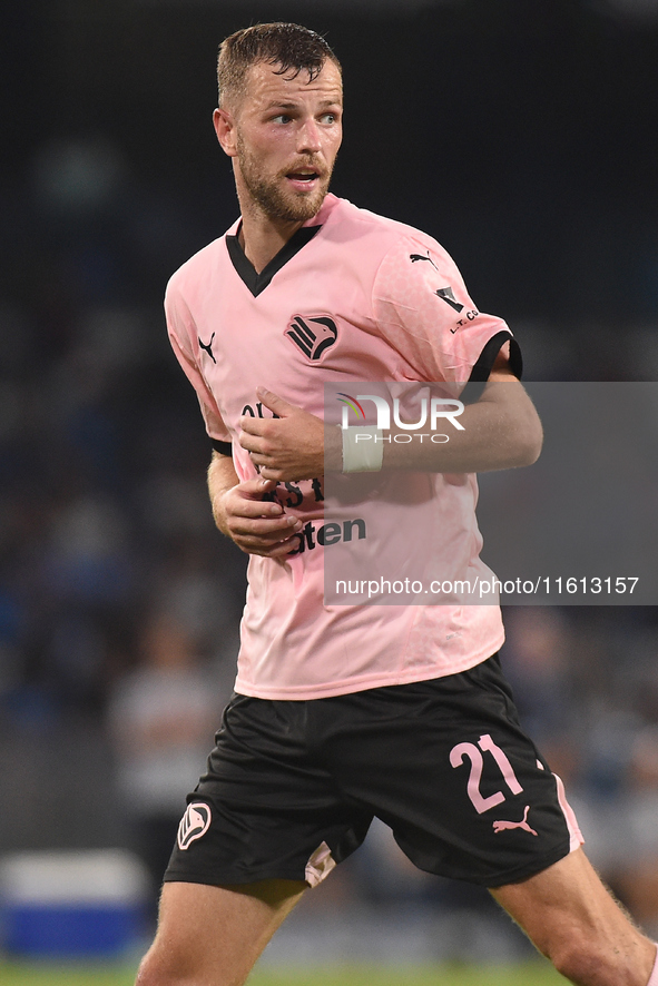 Jeremy Le Douaron of Palermo FC during the Coppa Italia match between SSC Napoli and Palermo FC at Stadio Diego Armando Maradona Naples Ital...