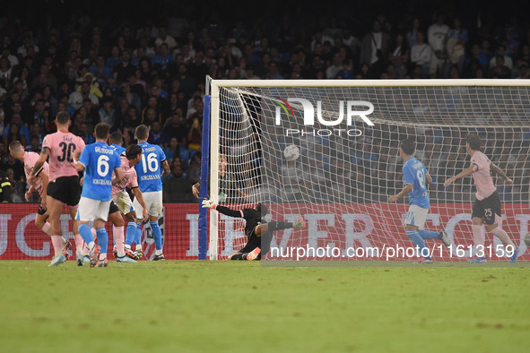 Juan Jesus of SSC Napoli scoring during the Coppa Italia match between SSC Napoli and Palermo FC at Stadio Diego Armando Maradona Naples Ita...