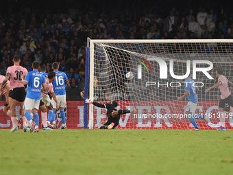 Juan Jesus of SSC Napoli scoring during the Coppa Italia match between SSC Napoli and Palermo FC at Stadio Diego Armando Maradona Naples Ita...