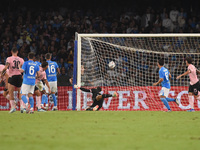 Juan Jesus of SSC Napoli scoring during the Coppa Italia match between SSC Napoli and Palermo FC at Stadio Diego Armando Maradona Naples Ita...