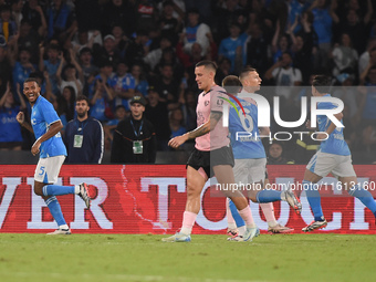 Juan Jesus of SSC Napoli celebrates after scoring during the Coppa Italia match between SSC Napoli and Palermo FC at Stadio Diego Armando Ma...