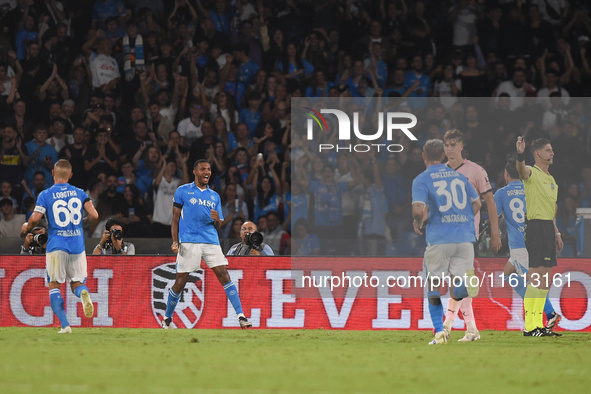 Juan Jesus of SSC Napoli celebrates after scoring during the Coppa Italia match between SSC Napoli and Palermo FC at Stadio Diego Armando Ma...