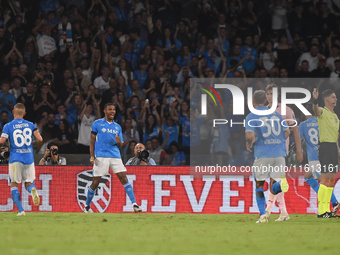 Juan Jesus of SSC Napoli celebrates after scoring during the Coppa Italia match between SSC Napoli and Palermo FC at Stadio Diego Armando Ma...