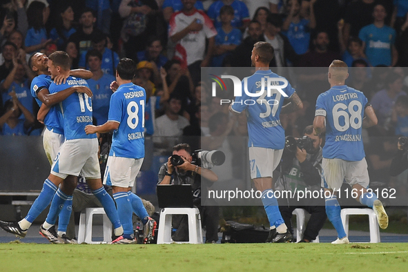 Juan Jesus of SSC Napoli celebrates after scoring during the Coppa Italia match between SSC Napoli and Palermo FC at Stadio Diego Armando Ma...