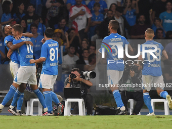 Juan Jesus of SSC Napoli celebrates after scoring during the Coppa Italia match between SSC Napoli and Palermo FC at Stadio Diego Armando Ma...