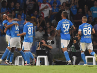 Juan Jesus of SSC Napoli celebrates after scoring during the Coppa Italia match between SSC Napoli and Palermo FC at Stadio Diego Armando Ma...