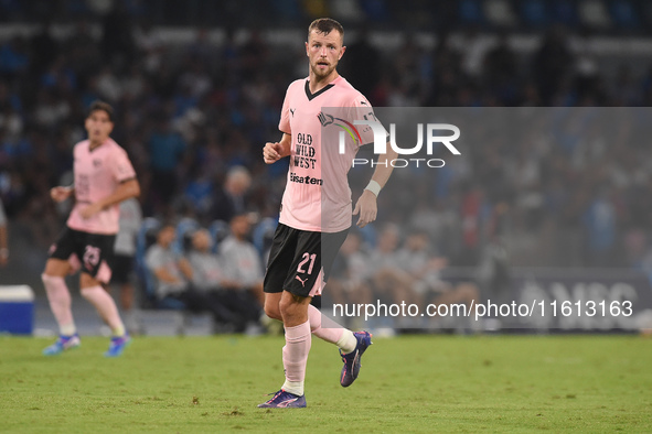 Jeremy Le Douaron of Palermo FC during the Coppa Italia match between SSC Napoli and Palermo FC at Stadio Diego Armando Maradona Naples Ital...