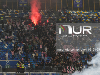 Supporters of Palermo FC during the Coppa Italia match between SSC Napoli and Palermo FC at Stadio Diego Armando Maradona Naples Italy on 26...