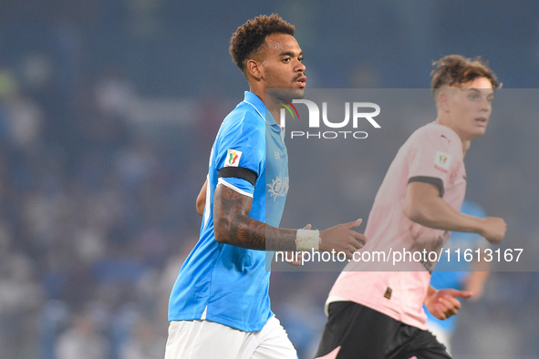 Cyril Ngonge of SSC Napoli during the Coppa Italia match between SSC Napoli and Palermo FC at Stadio Diego Armando Maradona Naples Italy on...