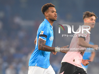 Cyril Ngonge of SSC Napoli during the Coppa Italia match between SSC Napoli and Palermo FC at Stadio Diego Armando Maradona Naples Italy on...